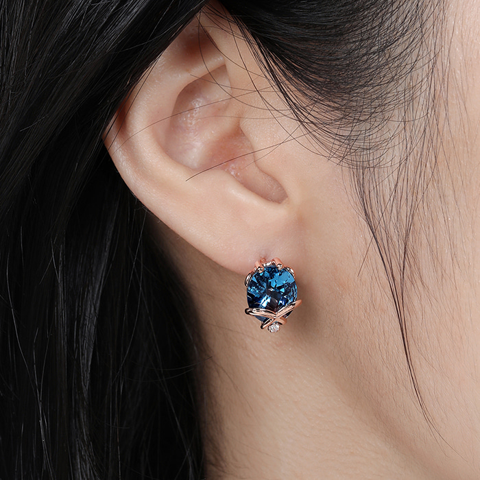 14K 18K 비쥬팝 런던 블루 토파즈 젤코바 귀걸이 41470,14K,18K,jewelry