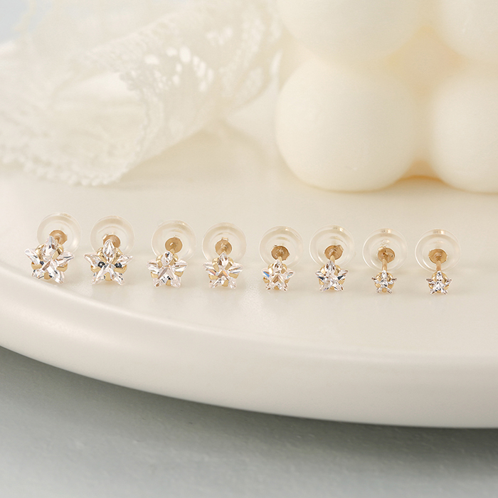 14K 비쥬팝 트윙클 스타 큐빅 귀걸이 (4type),14K,18K,jewelry
